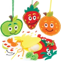 Fruit Sewing Kits (Pack of 4) Sewing & Weaving Craft Kits 4 assorted colours - Red,  Orange,  Yellow & Green