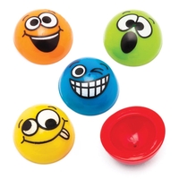 Funky Faces Jumping Poppers (Pack of 12) 6 Assorted Colours,  Rubber Jumpers,  Great For Party Bags