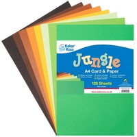 Jungle A4 Card & Paper Value Pack (Pack of 128) Paper & Card 8 assorted colours - Dark Brown,  Dark Green,  Bright Green,  Yellow,  Light Green,  Light Brown,  Black & Orange