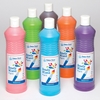 Kids Poster Paints - 6 x 600ml Bottles of Water-based Liquid Ready Mixed Paints. Bright Colours. Suitable for use on card and paper