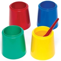 Large Non-Spill Water Pots (Pack of 4) Art Supplies,  Art Materials 4 assorted colours - Red,  Yellow,  Green & Blue