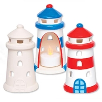 Lighthouse Ceramic Tealight Holders (Pack of 4) Craft Kits For Kids