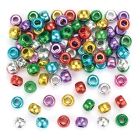 Metallic Pony Beads - Pack of 300. 6 Metallic Colours. Use With Cord & Thread. 5 mm.