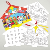 Nativity Advent Calendars - 3 Advent Calendar Card Kits. Size 30cm x 24cm. Includes pre-printed card front,  pre-printer paper backing and ribbon.