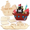 Pirate Ship Wooden Pen Pot Kits (Pack of 3)