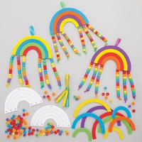 Rainbow Bead Decoration Kits (Pack of 5) Crafts For Kids,  5 Assorted Designs,  No Glue Required