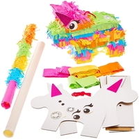 Rainbow Unicorn Pinata Kit (Each) Party Decorations 5 assorted colour strips - Pink,  Blue,  Green,  Yellow & Orange