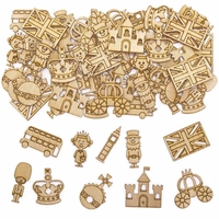 Royal Mini Wooden Shapes (Pack of 100) Coronation Craft Supplies,  10 Assorted Designs,  Wooden Crafts