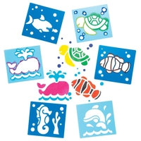 Sealife Stencils (Pack of 6) Art Supplies,  Art Materials 2 stencil colours - Light Blue & Dark Blue
