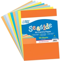 Seaside A4 Card & Paper Value Pack (Pack of 100) Paper & Card 5 paper colours - Yellow,  Sand Yellow,  Orange,  Bright Blue & Pale Blue / 5 card colours - Yellow,  Sand Yellow,  Bright Blue,  Pale Blue & White