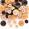 Wooden Buttons Assortment (Pack of 120) Craft Embellishments 3 varnish finishes - None,  Light & Dark