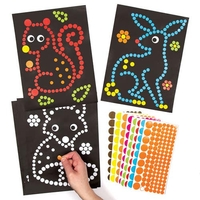 Woodland Animals Dotty Art (Pack of 8) Art Craft Kits 8 assorted sticker colours - Red,  Yellow,  Orange,  Blue,  Green,  Brown,  Pink & Light Brown