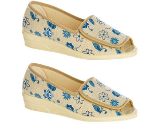 Touch Fastening Peep Toe Shoes (2 Pairs - SAVE &163;5),  Floral and Floral,  Size 6
