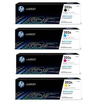 1 Full Set of HP 203A Black and 1 x Colour Set 203A C/M/Y Original Standard Capacity Toner Cartridges (4 Pack)
