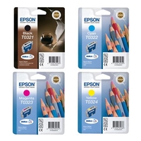 1 x Epson T0321 Black and x Epson T0322-24 Colour Original Cartridges (4 Pack)