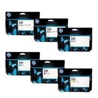 1 x HP 727 Photo Black and Matte Black and 1 x Colour Set HP 727 Extra High Capacity (Original) (6 Pack)