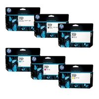 1 x HP 727 Photo Black and Matte Black and 1 x Colour Set HP 727 High Capacity (Original) (6 Pack)