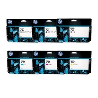 1 x HP 727 Photo Black and Matte Black and 1 x Colour Set HP 727 Standard Capacity (Original)