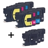 Compatible Multipack Brother LC1100 2 Full Sets + 3 EXTRA Black Ink Cartridges (11 Pack)