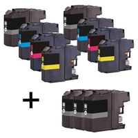 Compatible Multipack Brother LC123 2 Full Sets + 3 EXTRA Black Ink Cartridges (11 Pack)