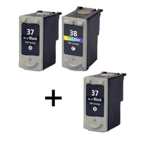 Compatible Multipack Canon PG-37/CL-38 Full Set + 1 EXTRA Black Ink Cartridge (3 Pack)