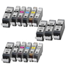 Compatible Multipack Canon PGI-520/CLI-521 2 Full Sets (Incl. Grey) + 3 EXTRA Black Ink Cartridges (15 Pack)