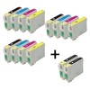 Compatible Multipack Epson T1001/4 3 Full Sets +2 EXTRA Black Ink Cartridges (14 Pack)