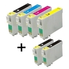 Compatible Multipack Epson T1001/4 Full Set + 2 EXTRA Black Ink Cartridges (6 Pack)