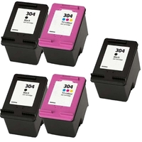 Compatible Multipack HP 304 2 Full Sets + 1 EXTRA Black Ink Cartridges (5 Pack)