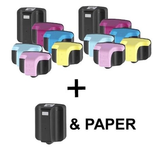 Compatible Multipack HP 363 2 Full Sets + 1 EXTRA Black Ink Cartridges + 1 Free Paper (13 Pack)