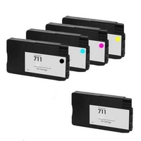Compatible Multipack HP 711 Full Set + 1 EXTRA Black Ink Cartridges (5 Pack)