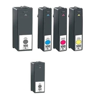 Compatible Multipack Lexmark 100XL Full Set + 1 EXTRA Black Ink Cartridge + 1 Free Paper (5 Pack)