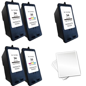 Compatible Multipack Lexmark 34/35 2 Full Sets + 1 EXTRA Black High Capacity Ink Cartridges + 1 Free Paper (5 Pack)