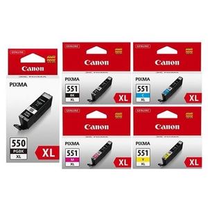 Original Multipack Canon Pixma MG6340 Printer Ink Cartridges (5 Pack) -6431B001AA,  PGI-550PGBKXL