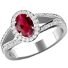 A beautiful Ruby & diamond cluster style ring with shoulder stones in platinum