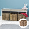 SAVE £40,  Buy White Abbeville Bench (with Natural Cushion) & 3 Storage Baskets