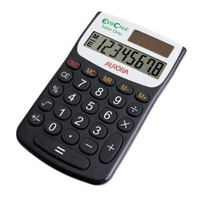Aurora EcoCalc Handheld Calculator 8 Digit 4 Key Memory Solar Power