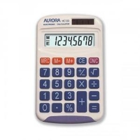 Aurora Handheld Calculator 8 Digit 3 Key Memory Solar and Battery