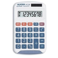 Aurora Handheld Calculator 8 Digit 3 Key Memory Solar and Battery