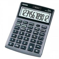 Aurora Semi-desk Calculator 12 Digit 3 Key Memory BatterySolar Power