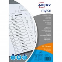 Avery Index Mylar 1-20 Punched Mylar-reinforced Tabs 150gsm A4 White