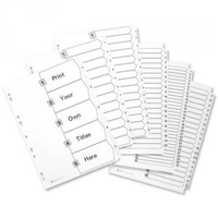 Avery Index Mylar 1-20 Punched Mylar-reinforced Tabs 150gsm A4 White