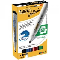 Bic Velleda Whiteboard Marker Assorted,  Bullet Tip Pack of 4