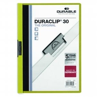 Durable Duraclip Folder PVC Clear Front 3mm Spine for 30 Sheets A4