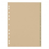 Eco Index 1-31 Recycled Card Multipunched 150gsm A4 Buff
