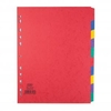 Elba Coloured Pressboard Dividers A4 Euro Punched 10 Part 400007516
