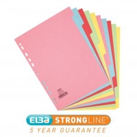 Elba Subject Dividers 10-Part Card Multipunched Recyclable 160gsm A4