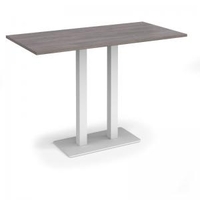 Eros rectangular poseur table with flat white rectangular base and