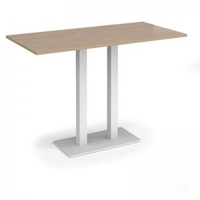 Eros rectangular poseur table with flat white rectangular base and