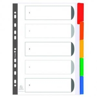 Exacompta 5 Part Dividers with Reinforced Mylar Tabs 20455EX